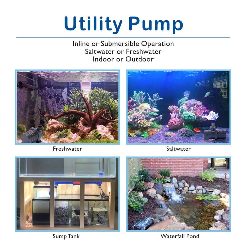 hygger 24V DC Water Pump Inline/Submersible Saltwater Aquarium Pump with LCD Display Controller 1350 GPH Return Pump for Coral Reef Tank Sump - Image 5